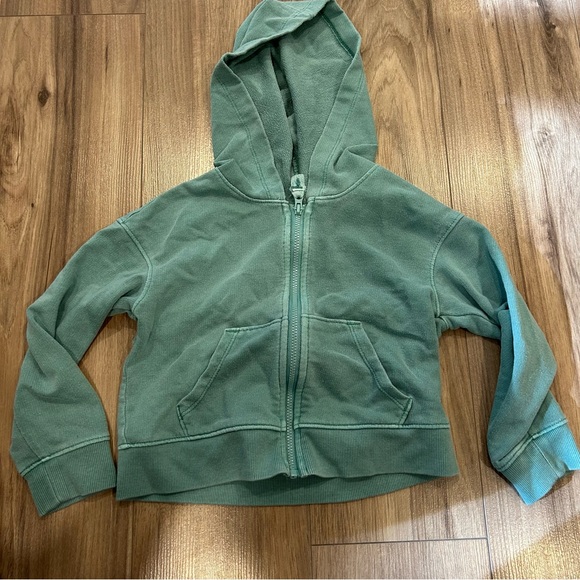 Cat & Jack Wide Leg Crop Cargo Sweatpants and Matching Hoodie Green - Picture 5 of 6